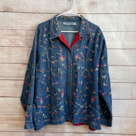 VINTAGE JANE ASHLEY EMBROIDERED JEAN JACKET - Picture 1 of 5